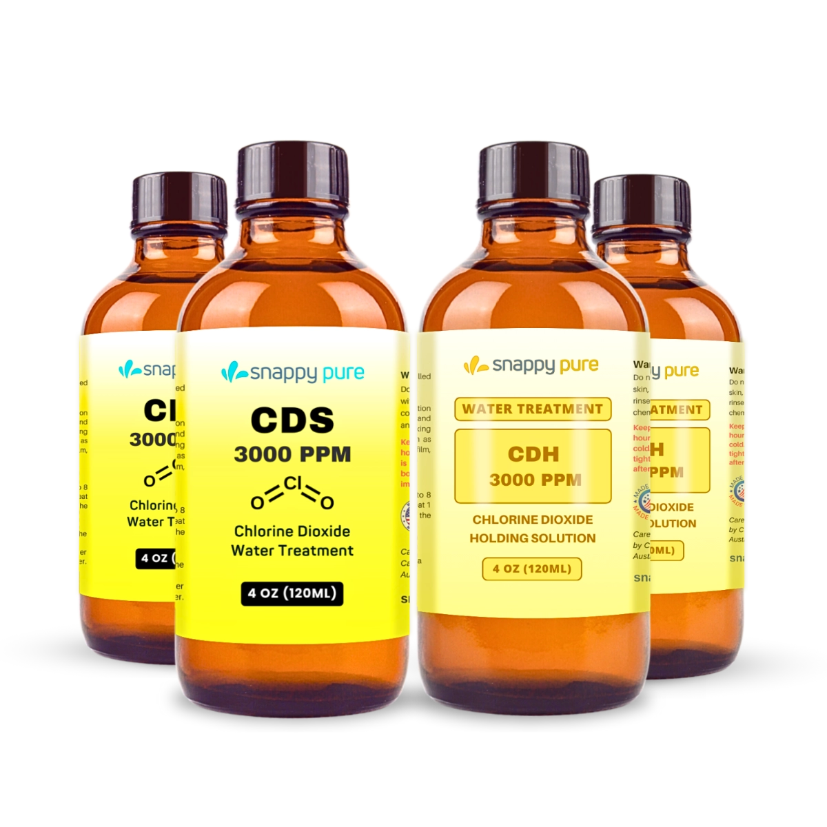 Activated Chlorine Dioxide: 2 CDS 3000 PPM + 2 Holding Solution (4 oz Bundle)